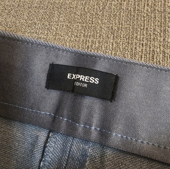 Express Editor High Rise Flare Casual Office Deep Sky Blue Career Pants 12 Long - Picture 6 of 10